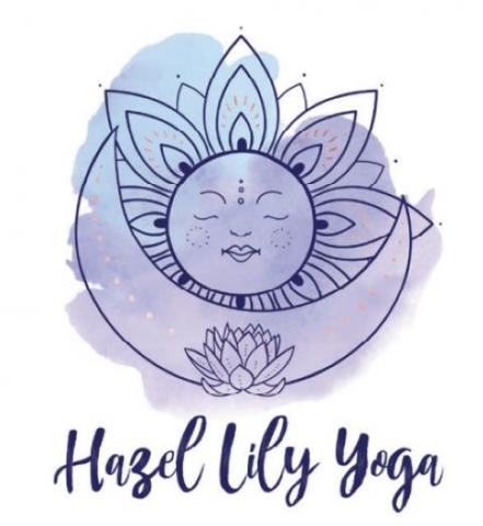 Hazel Lily Yoga purple and blue sun and moon logo