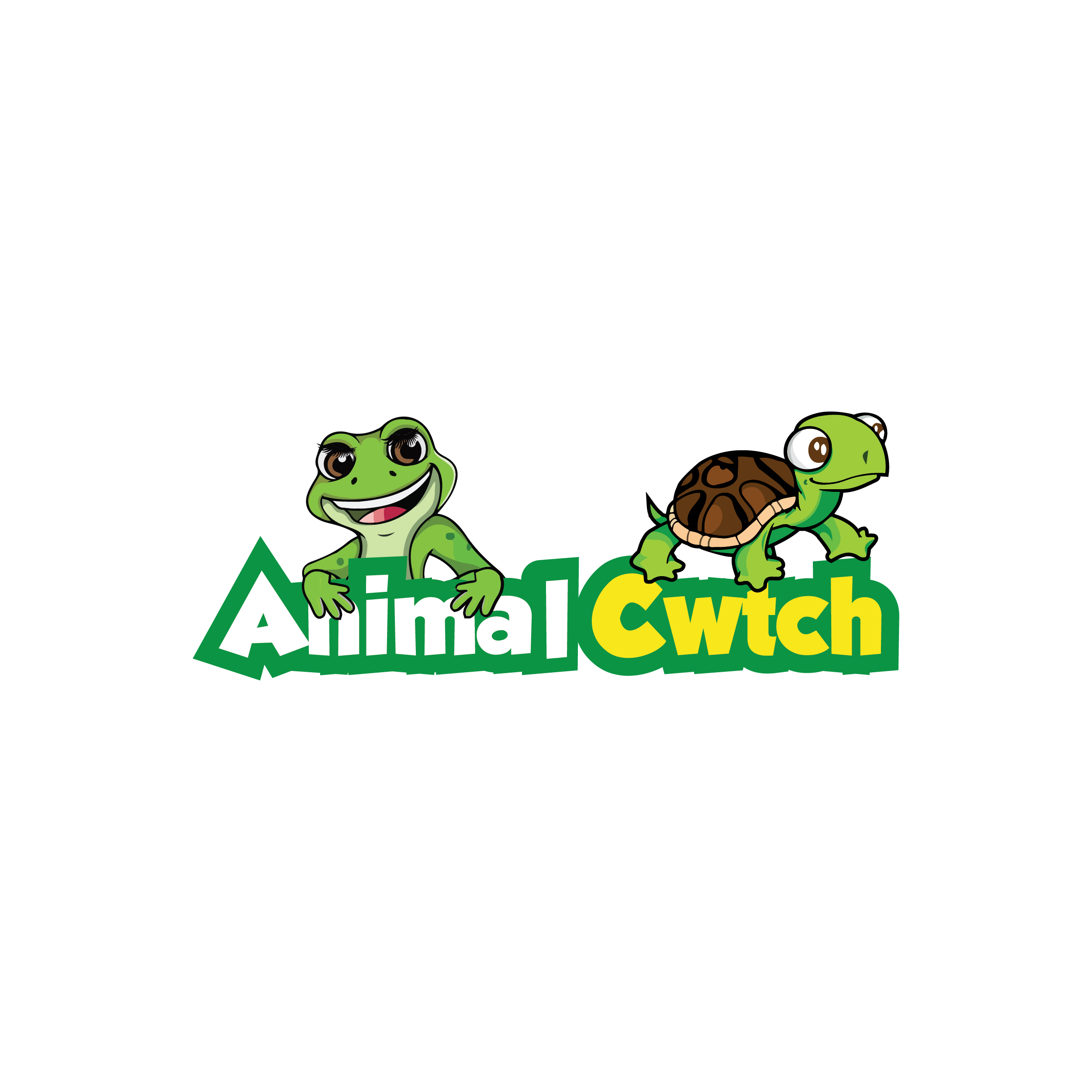 Logo reading Animal Cwtch with a frog and tortoise 