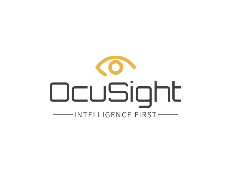 small yellow logo in the shape of an eye, with company in black and strap line "intelligence first" under company name