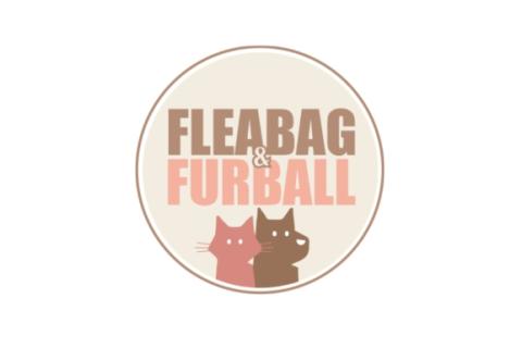 Cat and dog characters under fleabag and furball text