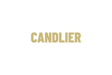 Candlier logo gold text on white background