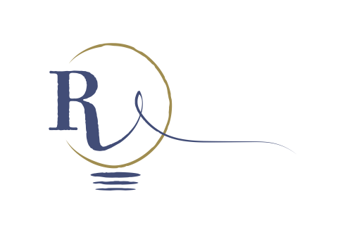 The Robertson IP Logo - an R within a lightbulb