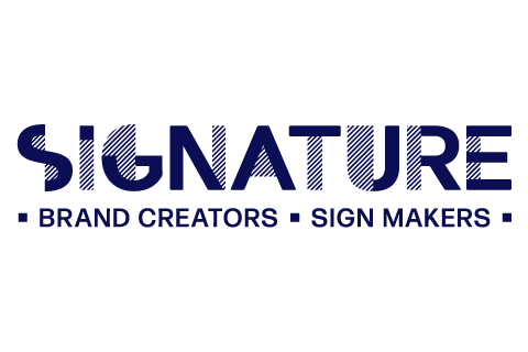 SIGNATURE logo. Tagline: Brand creators, sign makers. 
