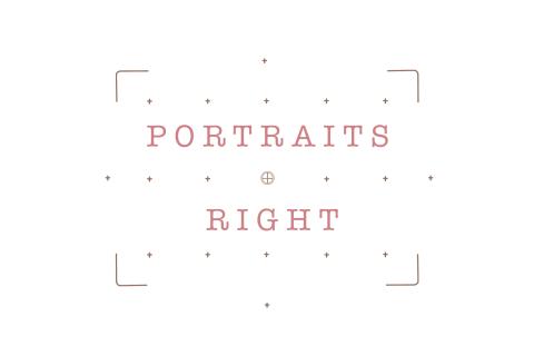 Portraits Right Logo text in frame