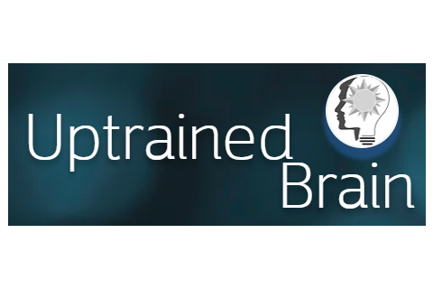 'Uptrained Brain' on blue background with head and brain logo