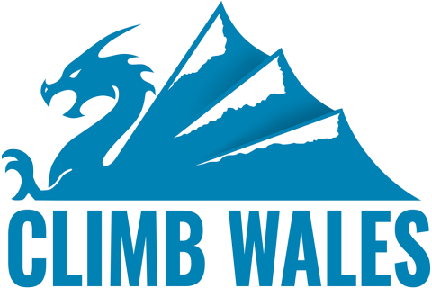 Climb Wales Logo - a blue dragon, its wing representing the three main mountain areas in North Wales
