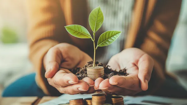 Business Growth - hands holding coins 