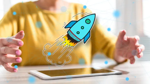 Digital tablet and digital rocket - concept of business start up 