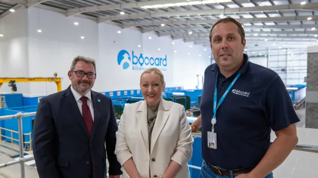 Economy Secretary Rebecca Evans at Boccard UK Ltd's new facility
