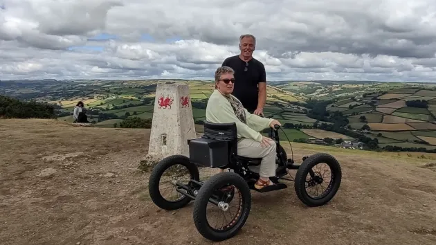 Karen on an off road bike 