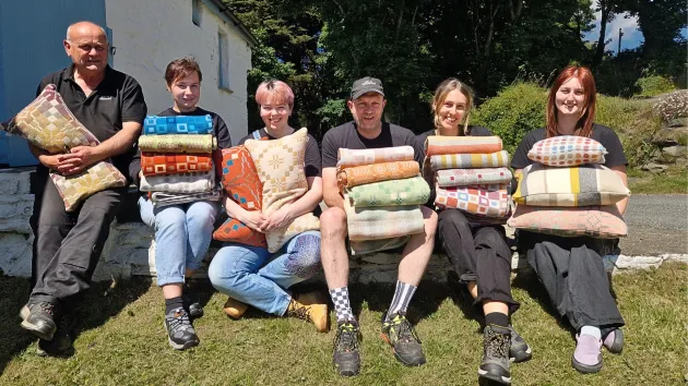 Some of the staff at Melin Tregwynt 