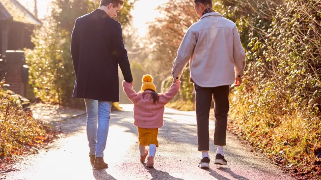 Family walking with children 