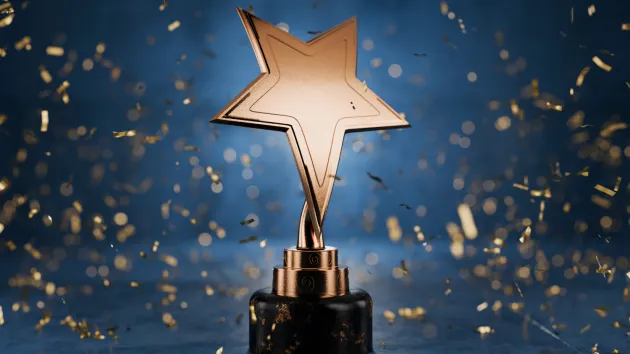 Star shaped trophy in gold 