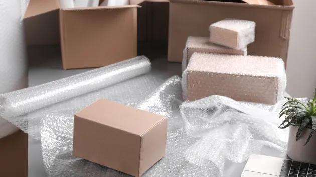 cardboard and plastic packaging