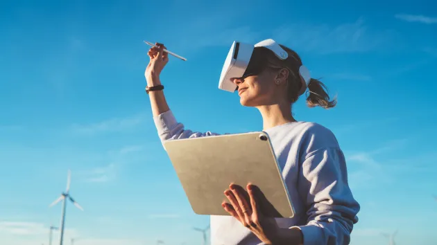 Woman wearing immersive headset