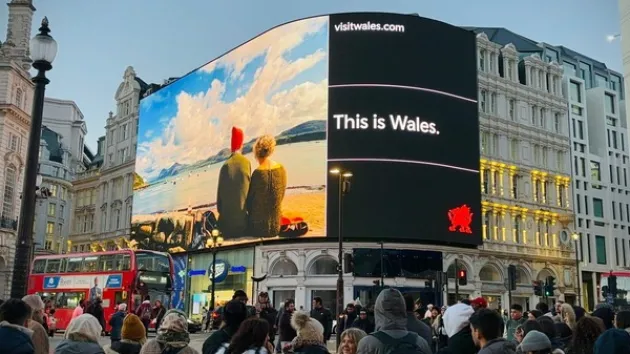 This is Wales text on an advert in Piccadilly London