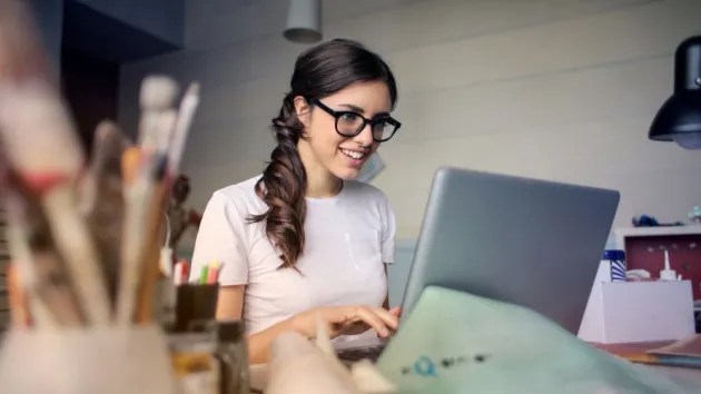 woman using a laptop