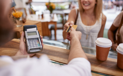 Customer paying with card