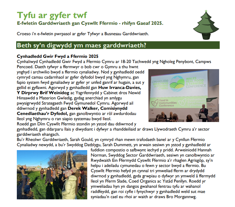 E-fwletin Garddwriaeth gan Cyswllt Ffermio - rhifyn Gaeaf 2025