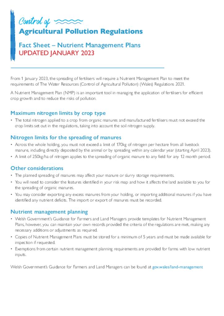 Agricultural Pollution Factsheet - NMP Updated January 2023