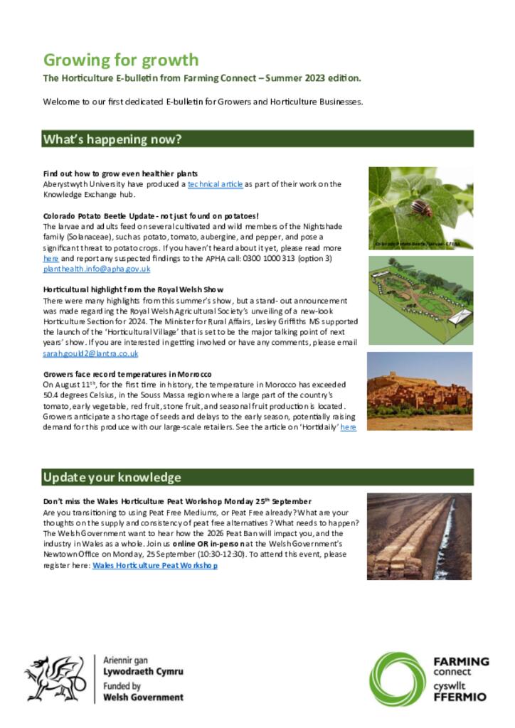 Farming Connect Horticultural Newsletter Sept 2023 
