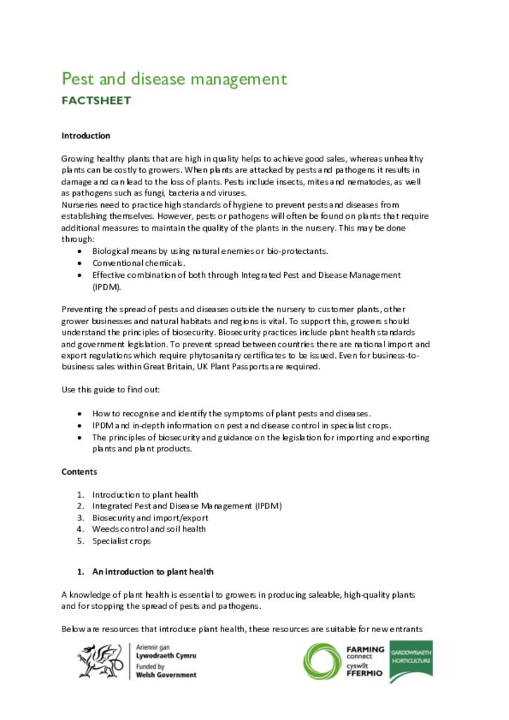 Pest and disease management