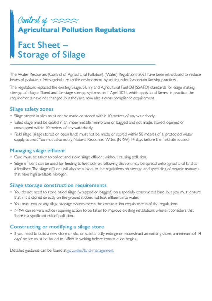 Agricultural Pollution - Factsheet 1 - Silage