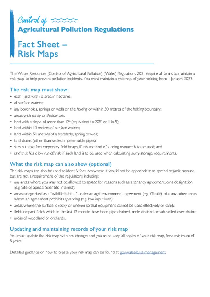 Agricultural Pollution Factsheet 4 Risk Maps