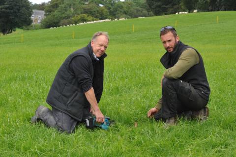 chris duller and geraint davies measuring grass yield