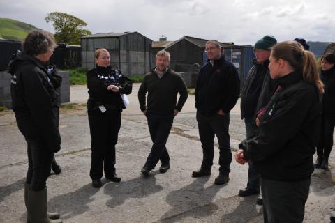 martin davies farm manager at trawscoed discussing security with police and farmers 1