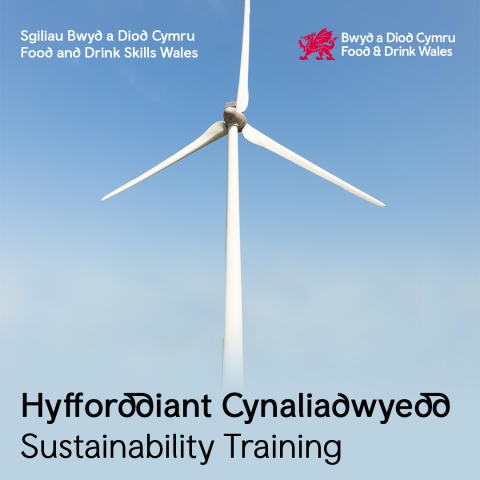 Wind Turbine against a blue sky.