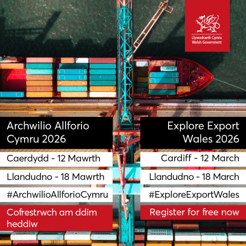EXplore Export Wales, cargo ship alongside a dock