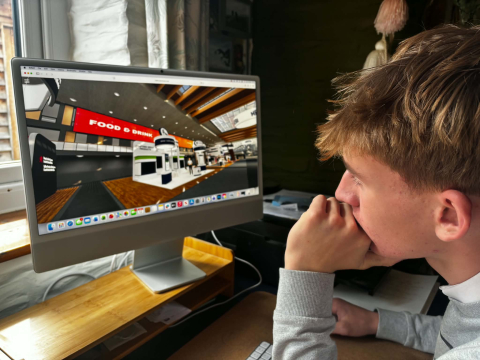 A young student exploring Expoverse Wales - the immersive virtual careers expo.