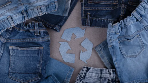 Jeans and recycling symbol