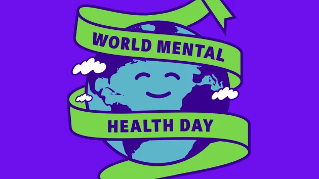 World Mental Health Day logo - green ribbon