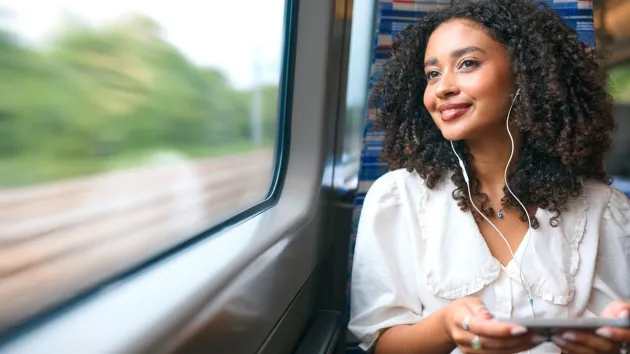 person travelling on a train 