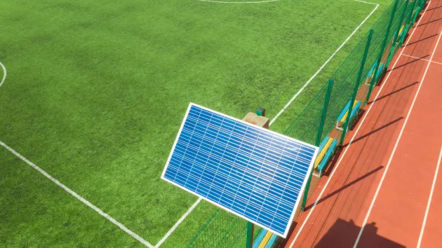 Tennis court and solar panels 