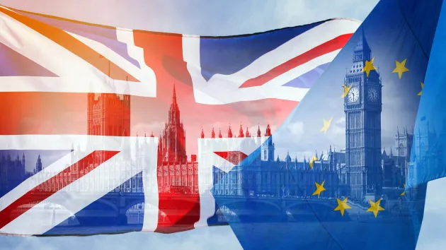 Uniona Jack and EU flag 