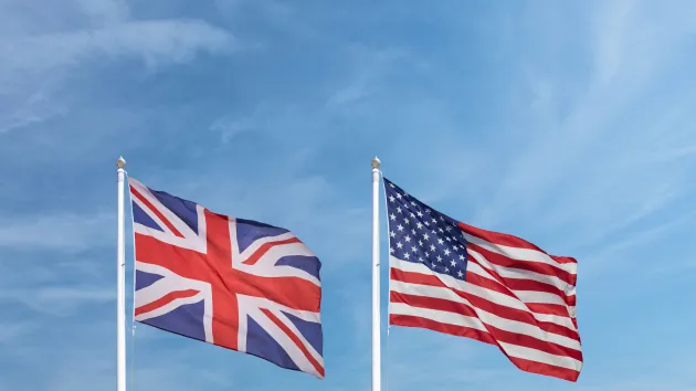 Union Jack flag and US flag 