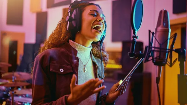 recording artist - singer in studio 