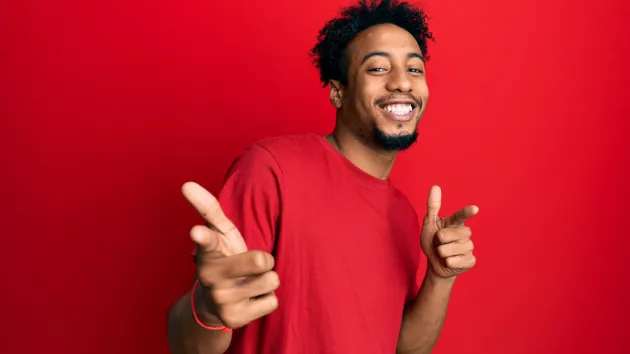 person wearing a re t-shirt 