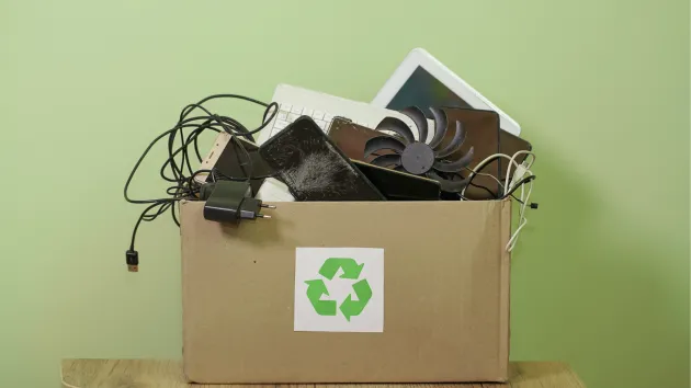 box of electrical equipment for recycling 