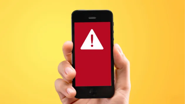 scam warning on a mobile phone 
