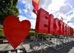 Eisteddfod sign with a read heart 