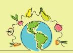 Picture depicting World Vegan Day planet earth and vegetables and fruit 