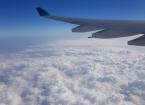 Aeroplane wing and sky