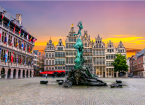 Brabo fountain on Market square, center of Antwerp, Belgium
