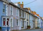 Colourful houses in Cardigan Wales