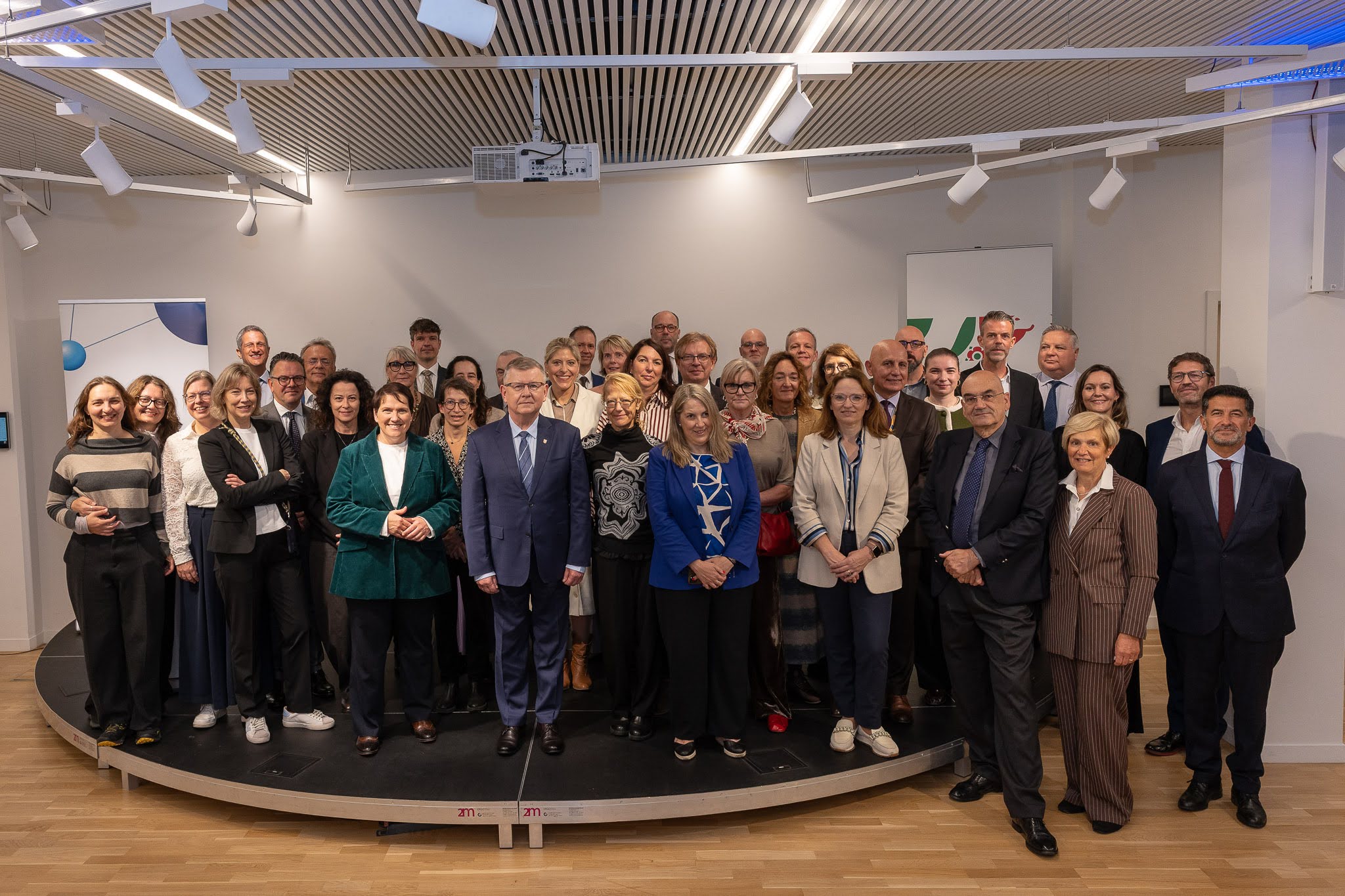 political representatives from almost all of the 25 Vanguard Initiative member regions gathered for a photo. Photographer: Eric Berghen