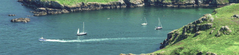 yachts and motorboat at sea
